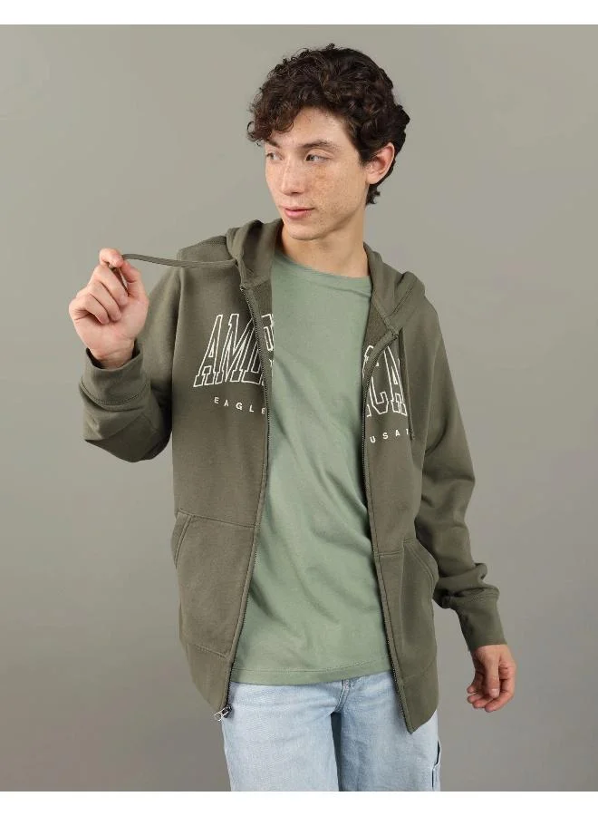 امريكان ايجل Logo Fleece Graphic Zip-Up Hoodie