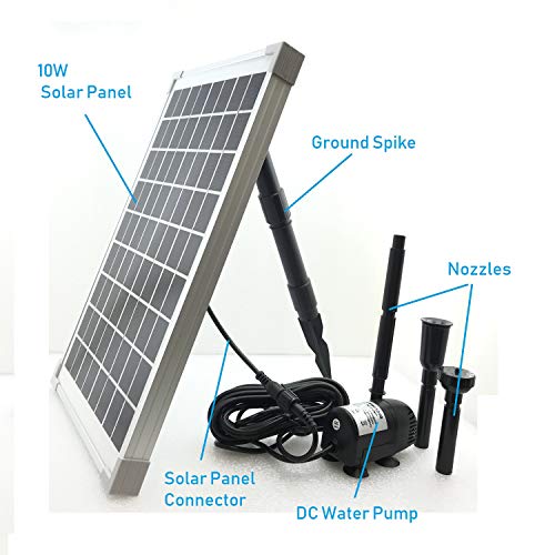 AEO 10W Solar Water Pump KIT DC Brushless Submersible Water Pump 186 GpH with 18V 10W Solar Panel for Solar Fountain Fish Pond and Aquarium No Backup Battery - Image 3