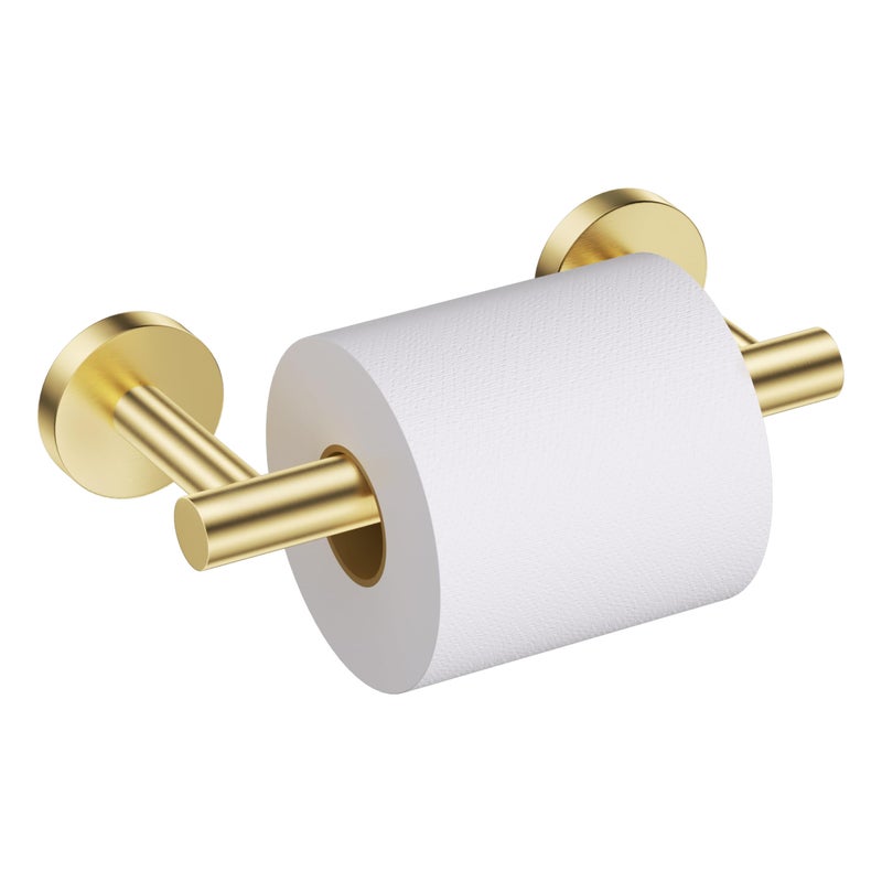 soaez Brushed Gold Toilet Paper Holder Wall Mount, Double Base Large Toilet Paper Roll Holder Stainless Steel Bathroom Hardware Accessories, Commercial Toilet Paper Dispenser - Image 1