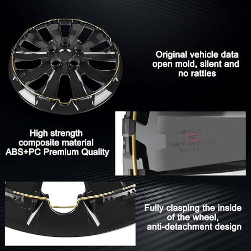 WEISIGAO Wheel Hubcaps Compatible with Nissan Leaf 2011-2025 ;Nissan SENTRA 2013-2019,16 inch Factory Steel Wheel Covers;Set of 4 Packs;Glossy Black - Image 4