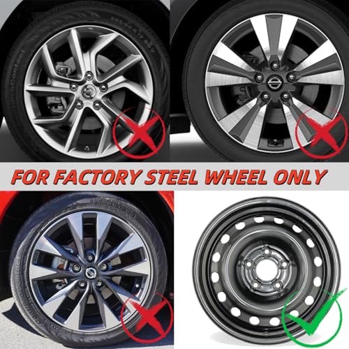 WEISIGAO Wheel Hubcaps Compatible with Nissan Leaf 2011-2025 ;Nissan SENTRA 2013-2019,16 inch Factory Steel Wheel Covers;Set of 4 Packs;Glossy Black - Image 5