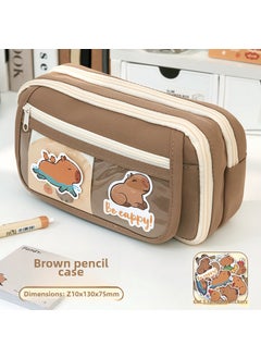 New capabala pencil case female primary school student girl High-looking large capacity stationery box junior high school student children Girl[Dolphin door forever] 9-layer brown pencil case +5 stickers [Dolphin door forever] 9-layer brown pencil case +5 stickers