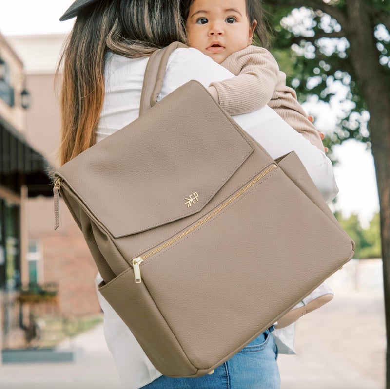 Freshly Picked Classic II Diaper Bag Backpack, Wipeable Vegan Leather With Changing Pad, Convertible (Cognac V2) - Image 4