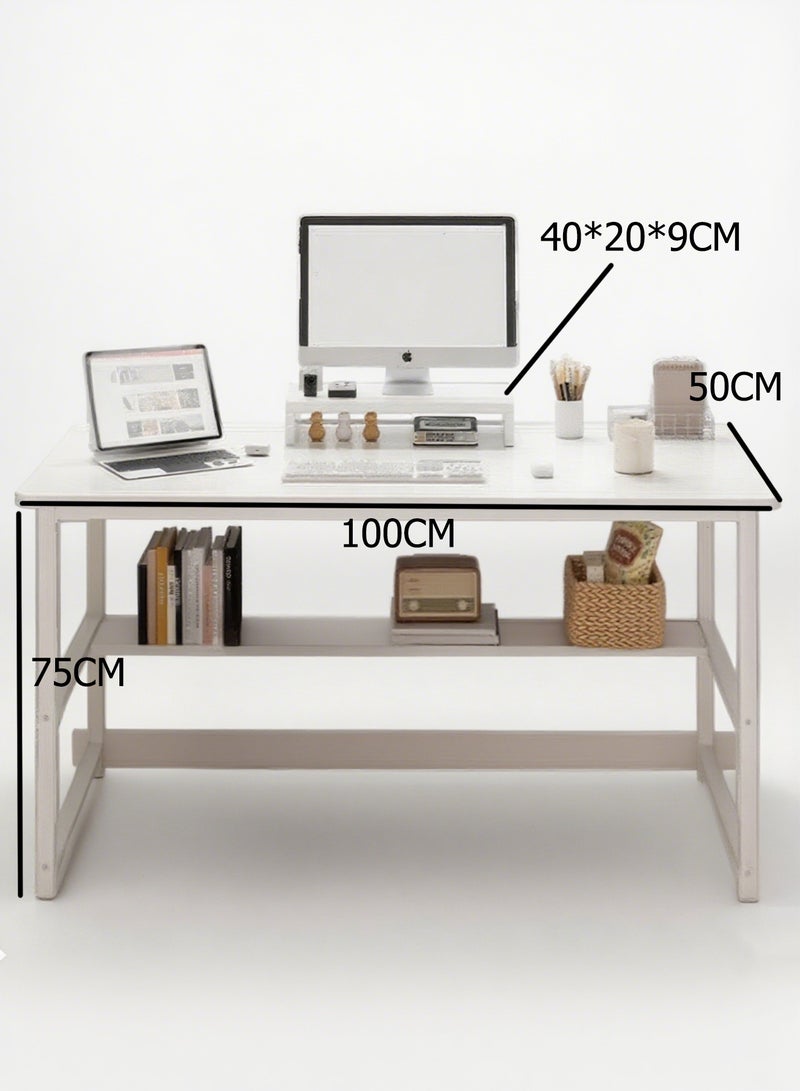 WEMART Gaming table,Computer Table,Gaming Desk with stand,Suitable for home office desk and studio,Office desk home desk student writing study desk with monitor stand multifunctional office 100*50*75 (white) - Image 2