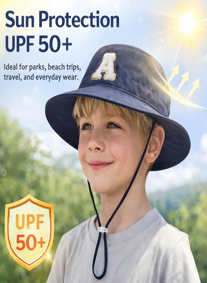KMOLY 2Pack Toddler Baby Sun Hat UPF 50+ Kids Adjustable Bucket Hat with Wide Brim for Boys Girls 6-24M 2-7Y (US, Age, 6 Months, 24 Months, Army Green+Navy(A)) - Image 3
