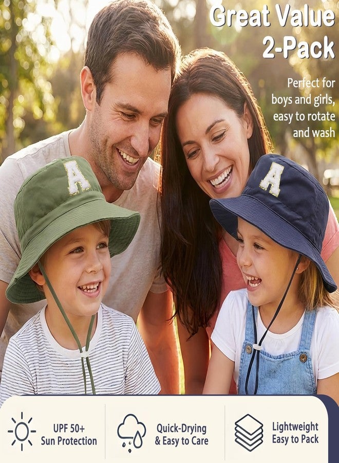 KMOLY 2Pack Toddler Baby Sun Hat UPF 50+ Kids Adjustable Bucket Hat with Wide Brim for Boys Girls 6-24M 2-7Y (US, Age, 6 Months, 24 Months, Army Green+Navy(A)) - Image 5