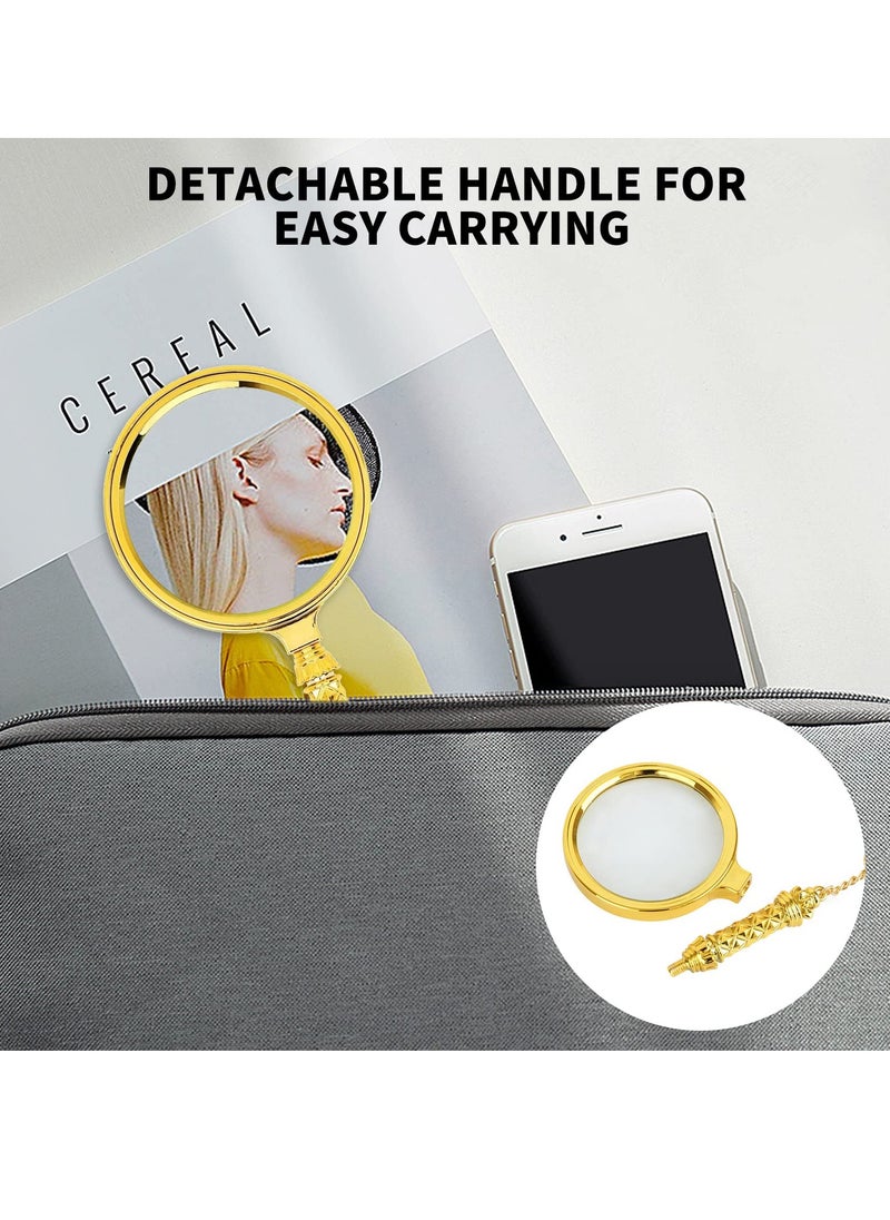 Magnifying Glass, 10X Handheld Reading Magnifier with Detachable Carved Handle and Keychain, 80mm and 60mm Magnify Glasses Lens, Magnifier Glass for Book Reading, Nature Exploration 2 Pcs, Gold