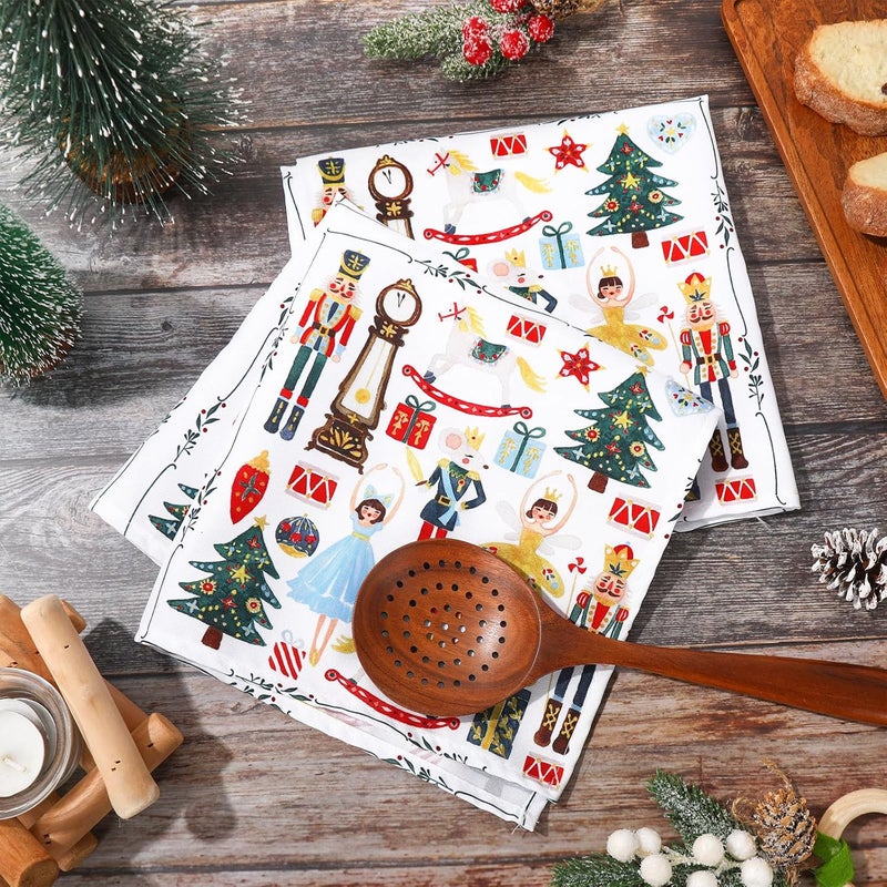 JarThenaAMCS مجموعة من 4 مناديل قماشية على شكل جوزة الطيب لعيد الميلاد بتصميم مائي من جوزة الطيب مناديل عشاء قابلة لإعادة الاستخدام كارتون عيد الميلاد 18 × 18 بوصة مجموعة لتزيين الطاولة لوازم الحفلات - Image 3