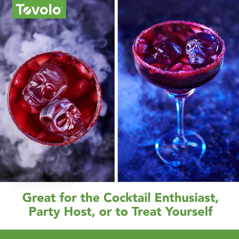 Tovolo Skull Ice Cube Mold Pack of 2 Craft Ice Molds for Whiskey Bourbon Cocktails, Easy Fill No Leak Silicone Skeleton Skull Shaped Ice Cube Gifts for Men, Dishwasher Safe BPA Free Large Skull Mold - Image 4