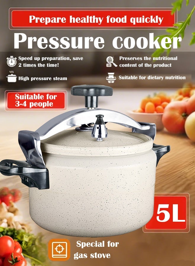 TORNADO 5Liters 5L White Pressure Cooker | Granite Coating for Easy Cleaning, Reinforced Aluminum Alloy Design, Energy-Saving Fast Cooking Solution for Small Families white - Image 1