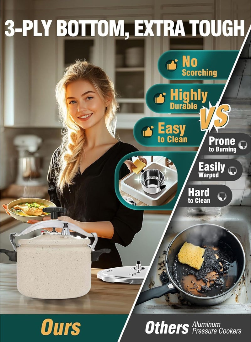 TORNADO 5Liters 5L White Pressure Cooker | Granite Coating for Easy Cleaning, Reinforced Aluminum Alloy Design, Energy-Saving Fast Cooking Solution for Small Families white - Image 4