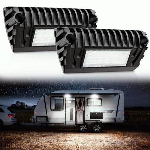 SnowyFox LED RV Porch Light Aluminum Exterior Utility Light 12V Lighting Fixture 750 Lumen Replacement Lighting for RVs Trailers Campers (2 Pack) - Image 1