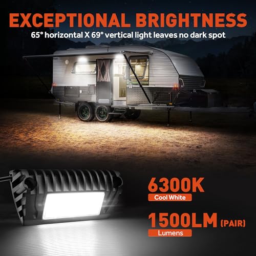 SnowyFox LED RV Porch Light Aluminum Exterior Utility Light 12V Lighting Fixture 750 Lumen Replacement Lighting for RVs Trailers Campers (2 Pack) - Image 2