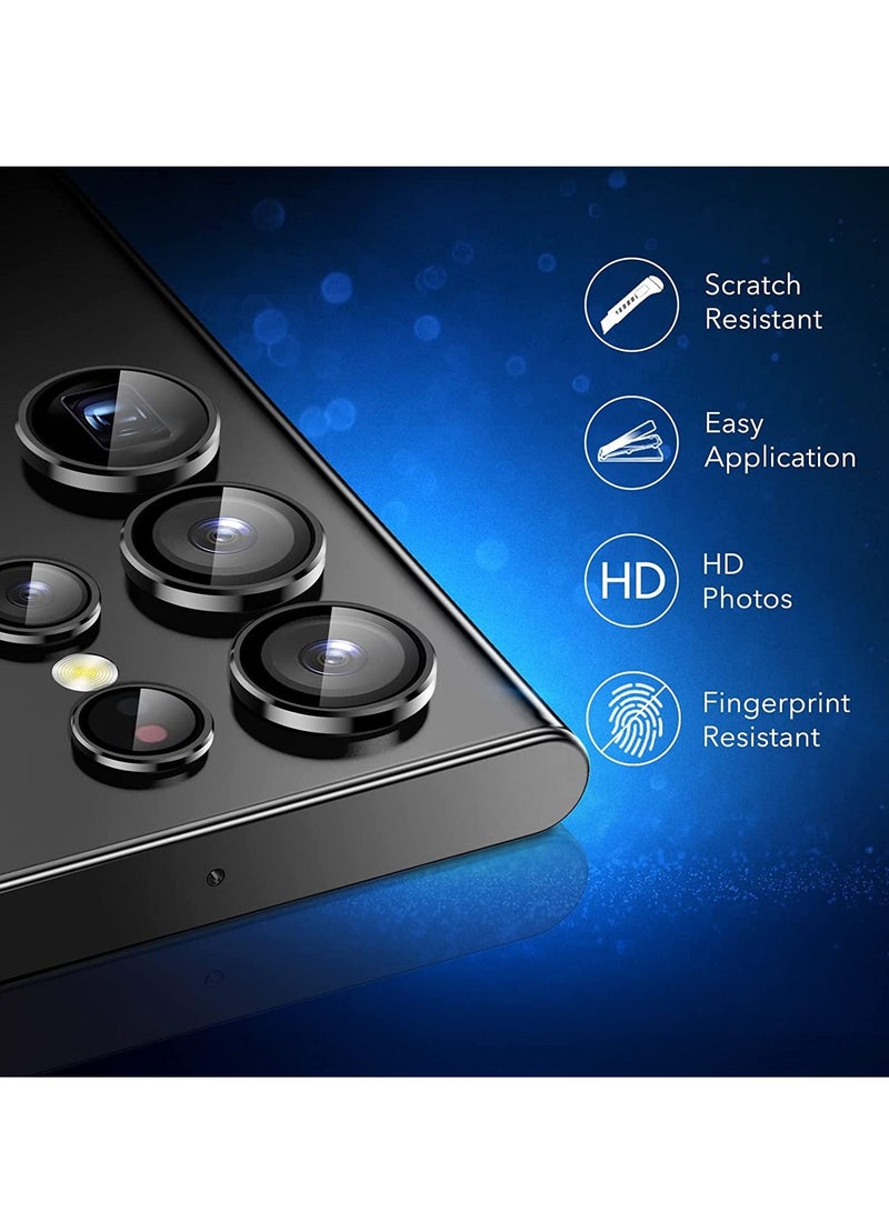 Waldic Camera Lens Glass Protector With Ring For Samsung Galaxy S22 Ultra - Black - Image 2