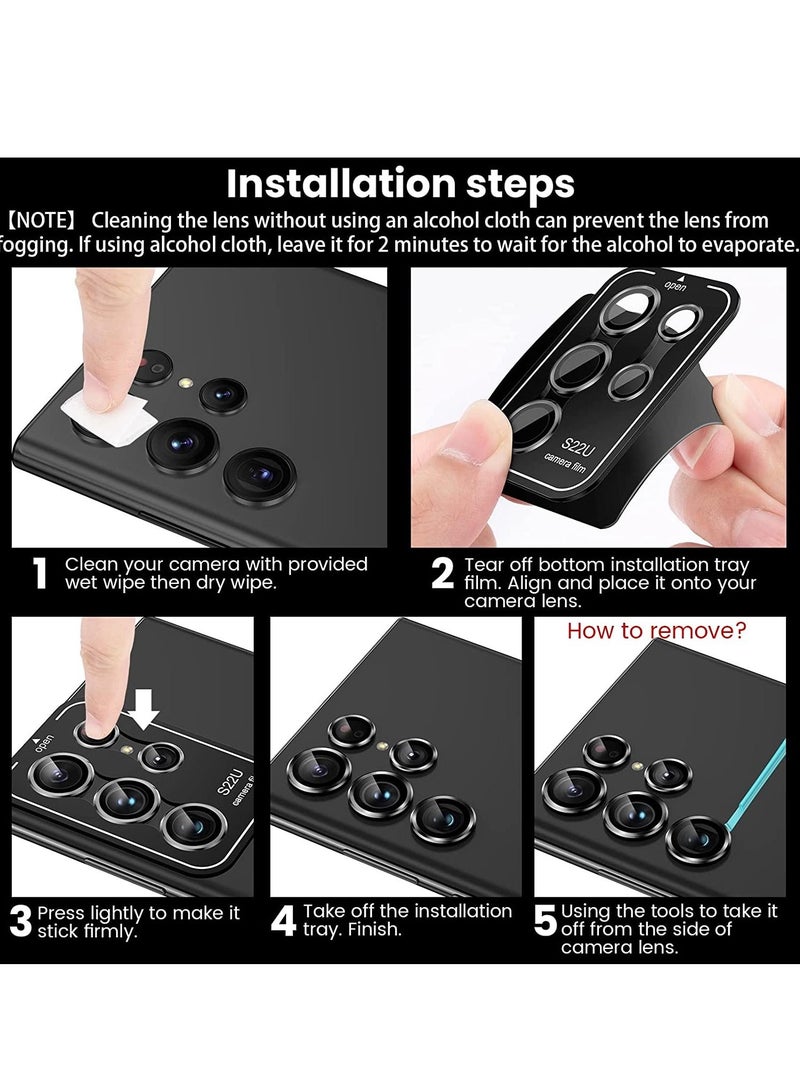 Waldic Camera Lens Glass Protector With Ring For Samsung Galaxy S22 Ultra - Black - Image 5