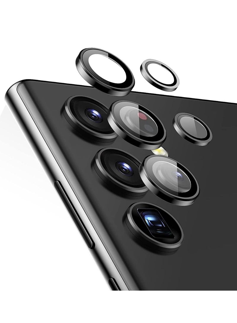 Waldic Camera Lens Glass Protector With Ring For Samsung Galaxy S22 Ultra - Black - Image 1