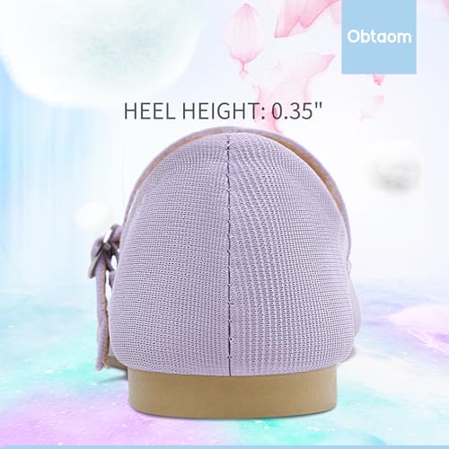 Obtaom Mary Jane Flat Shoes Round Toe Ballet Flats for Women Dressy Fabric Business Flats Comfortable Classic Strap Flats for Office(Purple,US8) - Image 4