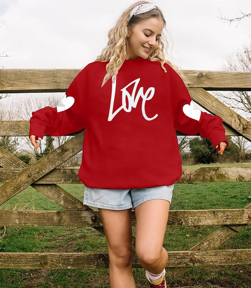 YALUCOR Valentines Day Sweatshirts for Women Valentine Sweatshirt Love Heart Graphic Pullover Tops Casual Tops - Image 4