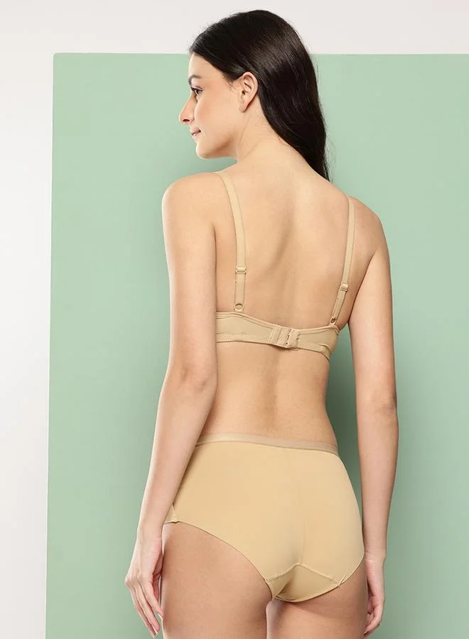 Leading Lady Nude Nude Solid Lightly Padded Non Wired Bra and Brief Set for Women | Best Price UAE