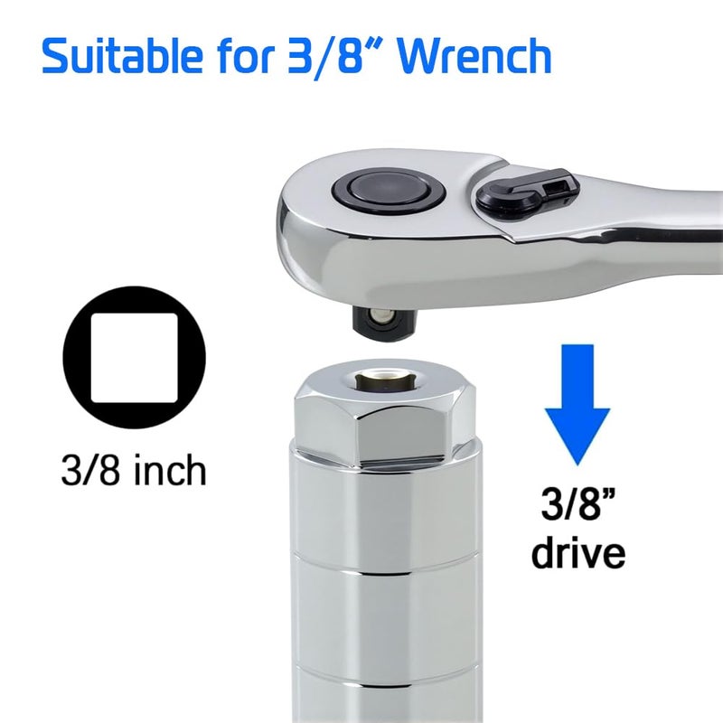 A ABIGAIL Oil Pressure Switch Socket 3/8" Drive or 1 1/8" hex Fits 1" and 1 1/16" Switches Up to 2 5/8" Long Oil Pressure Switches Oil Pressure Sending Socket Sliver - Image 3