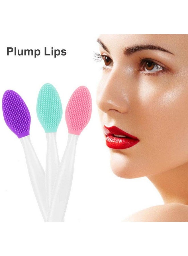 Finrray 3Pcs Silicone Exfoliating Lip Brush 2 In 1 Doublesided Soft Silicone Lip Brush & And 2Pcs Silicone Facial Cleaning Brushes Pad For Smoother And Fuller Lip Appearance Cleanning Blackhead - Image 3