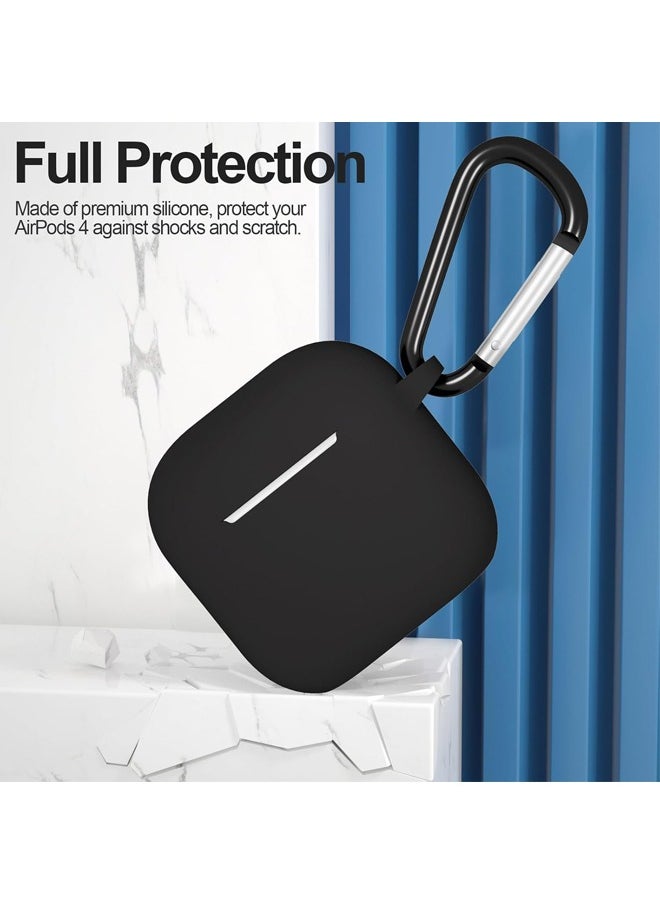 GRKC AirPods 4 Compatible Case, Silicone Protective Skin with Keychain Design, Compatible with Apple AirPods 4th Generation (2024), Front LED Visible, Black  - Image 3