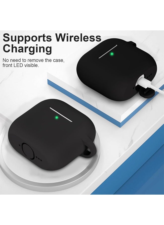 GRKC AirPods 4 Compatible Case, Silicone Protective Skin with Keychain Design, Compatible with Apple AirPods 4th Generation (2024), Front LED Visible, Black  - Image 5