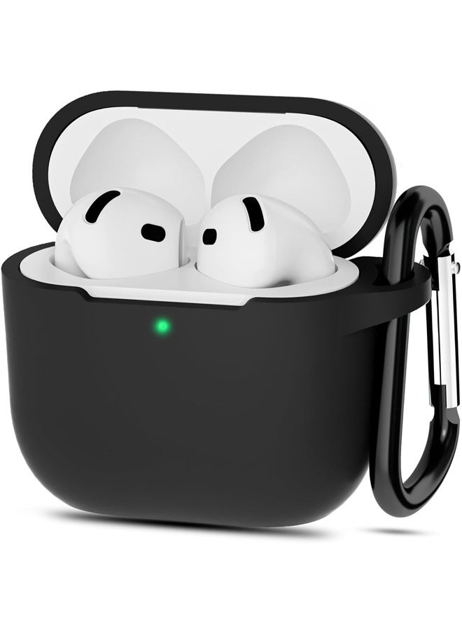 GRKC AirPods 4 Compatible Case, Silicone Protective Skin with Keychain Design, Compatible with Apple AirPods 4th Generation (2024), Front LED Visible, Black  - Image 1