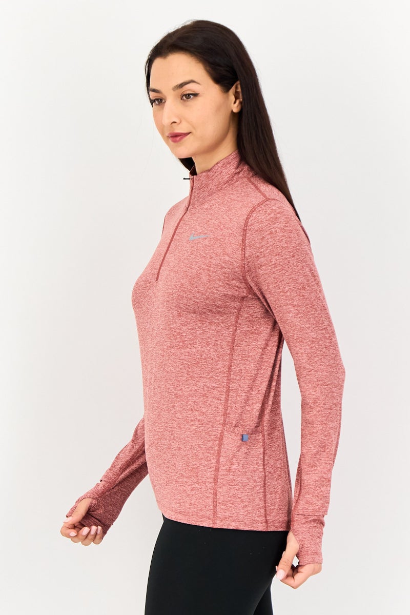 Nike Women Standard Fit Long Sleeve Running Sweatshirt, Heather Red - Image 4