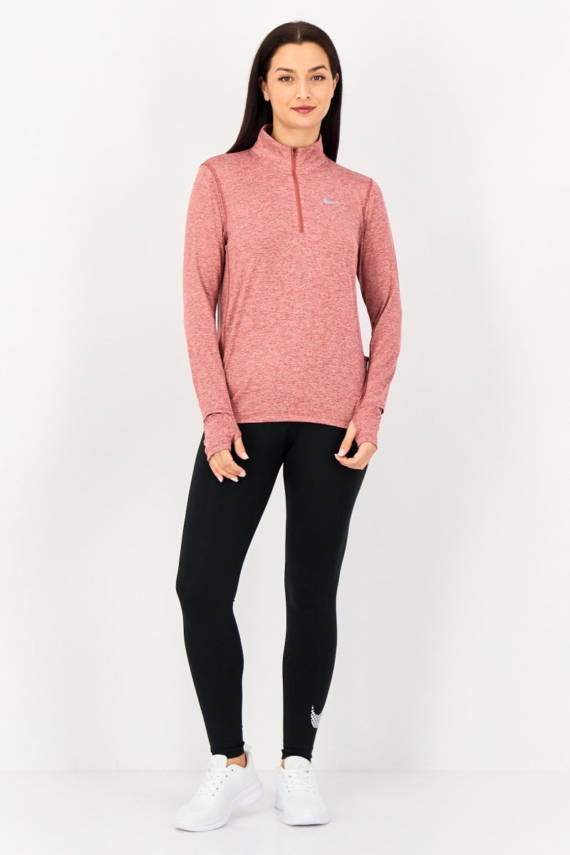 Nike Women Standard Fit Long Sleeve Running Sweatshirt, Heather Red - Image 3