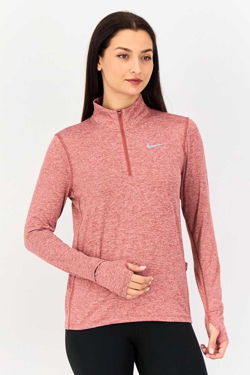 Nike Women Standard Fit Long Sleeve Running Sweatshirt, Heather Red - Image 1
