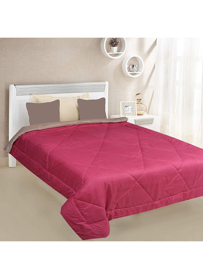 Kuber Industries Kuber Industries Microfibre Printed Reversible Comforter, Double (Magenta and Beige, 200 GSM) - CTKTC22205 