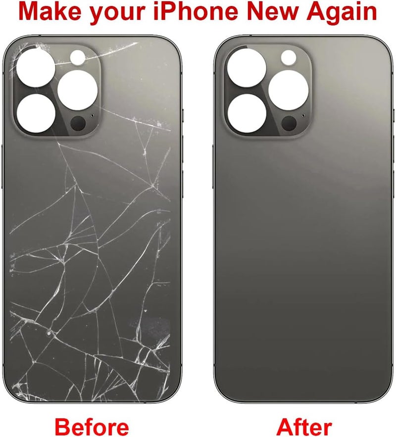Perzework غطاء خلفي زجاجي بديل OEM لجهاز iPhone 13 برو ماكس 6.7 بوصة (جرافيت) لجميع الشبكات مع لاصق مثبت مسبقًا ومجموعات أدوات الإصلاح - Image 4