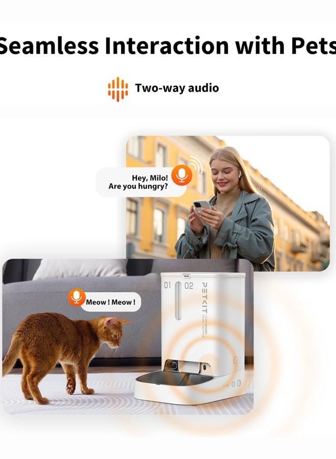 PETKIT Yumshare Gemini Automatic Cat Feeder wirth CAMERA and 2-WAY AUDIO, App Control, WiFi Enabled 2.4G, Smart Pet Feeder for Cats and Dogs, Food Dispenser with Portion Control and Voice Recorder - Image 4