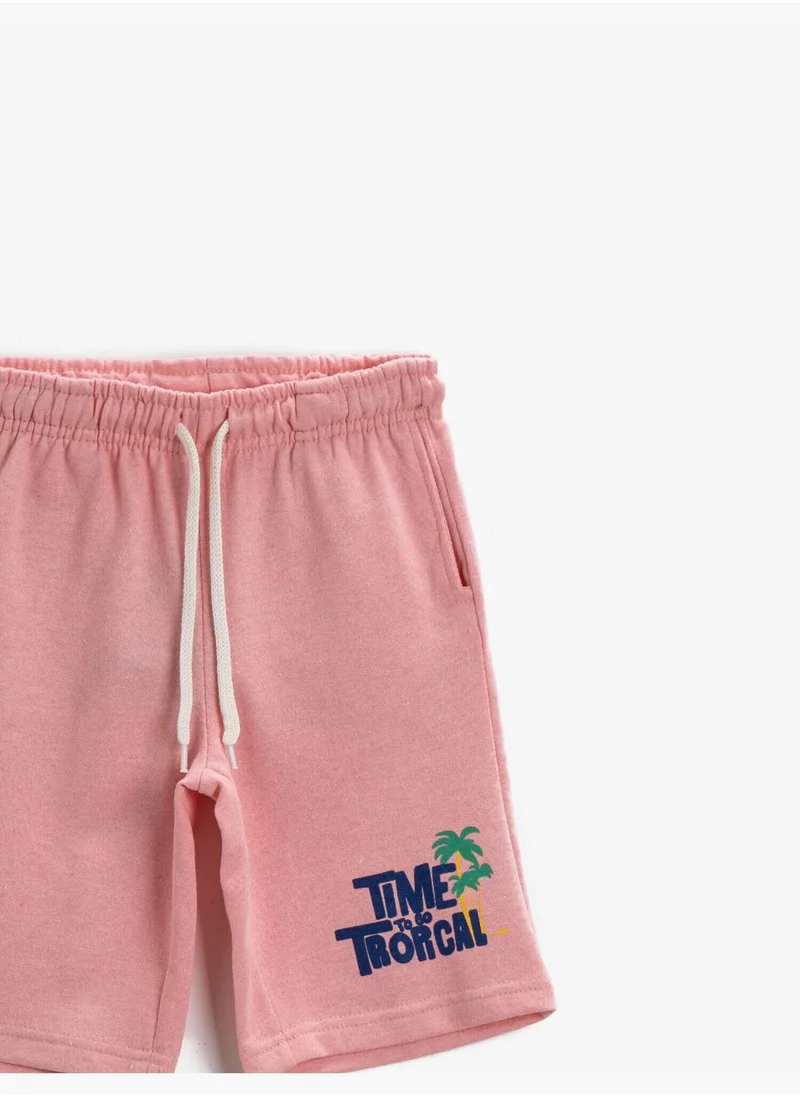 KOTON Printed Cotton Drawstring Shorts