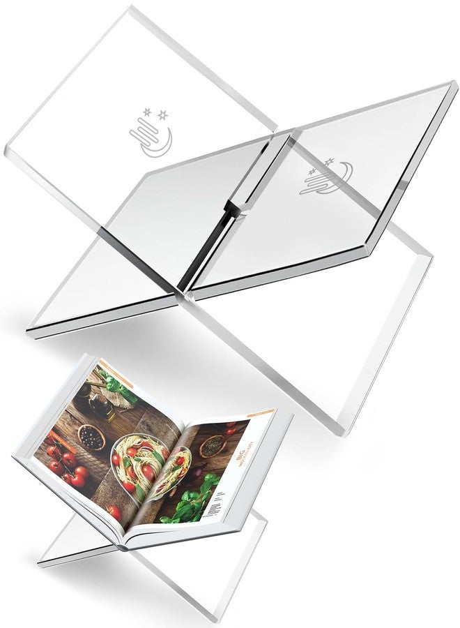 iMMDOKIN Clear Acrylic Book Stand - Adjustable Height, Large Open Book Display Stand, Coffee Table Book Stand, Book Holder Stand for Reading Display Cookbook, Recipe, Bible, Quran, Magazines, Textbooks, Easel - Image 1