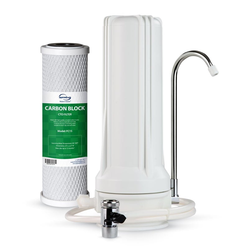 iSpring نظام ترشيح مياه الشرب CKC1 مع فلتر كربوني 2.5" × 10"، أبيض - Image 1