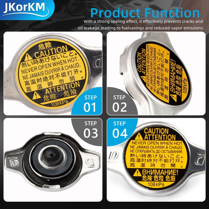 JkorkM Radiator Cap, Replace 16401-31520 Compatible with Toyota Lexus - Avalon Camry Echo Highlander Prius C Sequoia Sienna Solara Tundra Yaris, ES300h ES350 GS300 GS430 IS300 LS430 RX350 RX450h SC430, More - Image 4