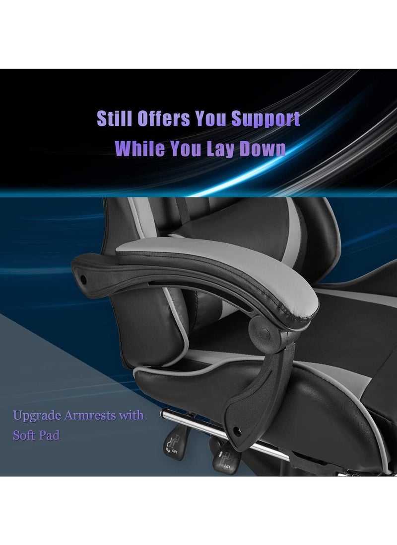 Chulovs Gaming Chair with Footrest Computer Chair Deak Chair High Back Racing Style Office Chair with Headrest Support Adjustable Office Chair  - Image 2
