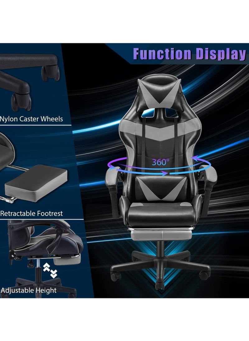 Chulovs Gaming Chair with Footrest Computer Chair Deak Chair High Back Racing Style Office Chair with Headrest Support Adjustable Office Chair  - Image 3