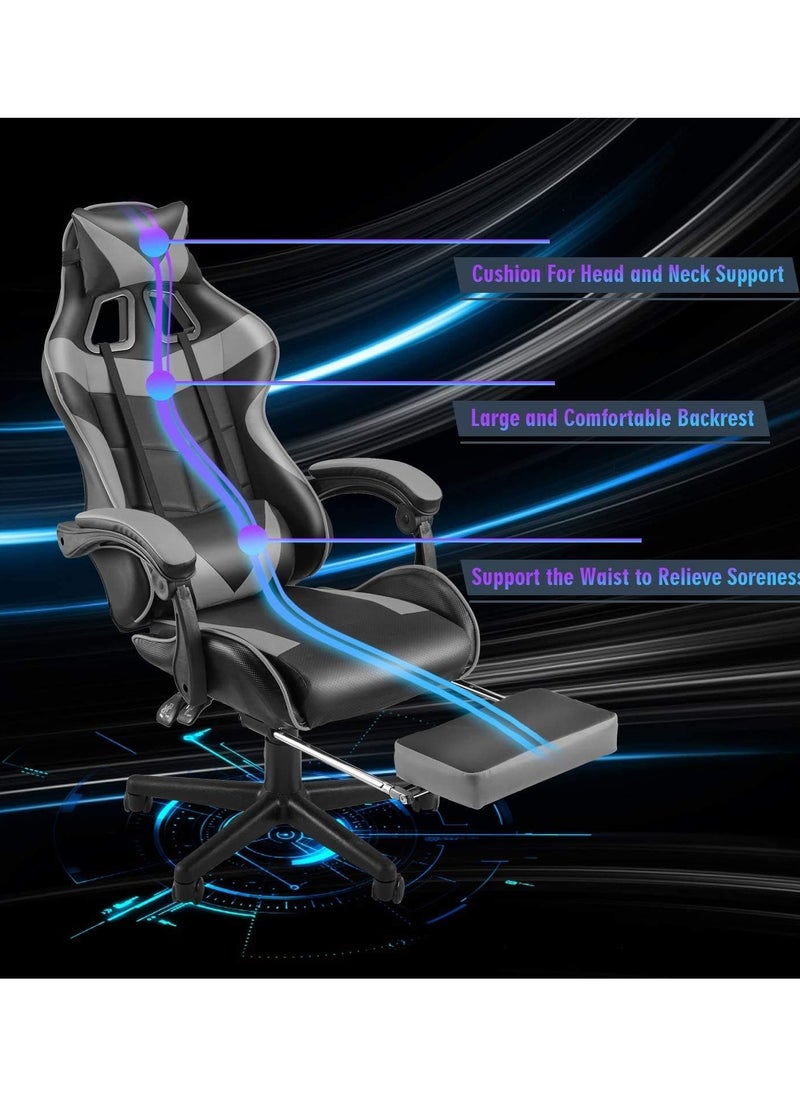 Chulovs Gaming Chair with Footrest Computer Chair Deak Chair High Back Racing Style Office Chair with Headrest Support Adjustable Office Chair  - Image 5