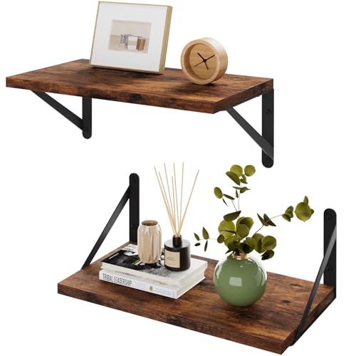 IBUYKE Deep Floating Shelves for Wall,8 Inch Deep Floating Shelves Set of 2,16W x 8D Wood Wall Shelf,Wide Floating Bookshelf for Living Room, Kitchen, Office TFS002H-2 - Image 1