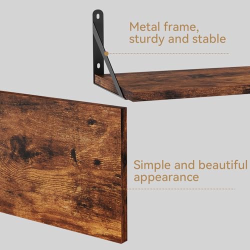 IBUYKE Deep Floating Shelves for Wall,8 Inch Deep Floating Shelves Set of 2,16W x 8D Wood Wall Shelf,Wide Floating Bookshelf for Living Room, Kitchen, Office TFS002H-2 - Image 2