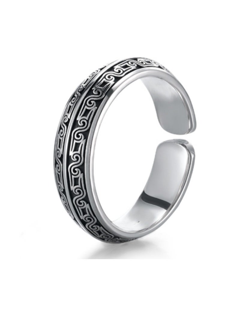 LATEEN S925 Sterling Plating Silver  Women Ring Men Ring  Size Adjustable - Image 1