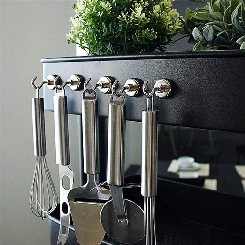 12 مجموعة خطافات مغناطيسية، 22 رطل سحب قوية خطافات مغناطيس نيوديميوم، خطافات معدنية لتقويم الثلاجة، لا حاجة لطرق مع خطاف للتعليق، منشفة، مطبخ، حمام - Image 5