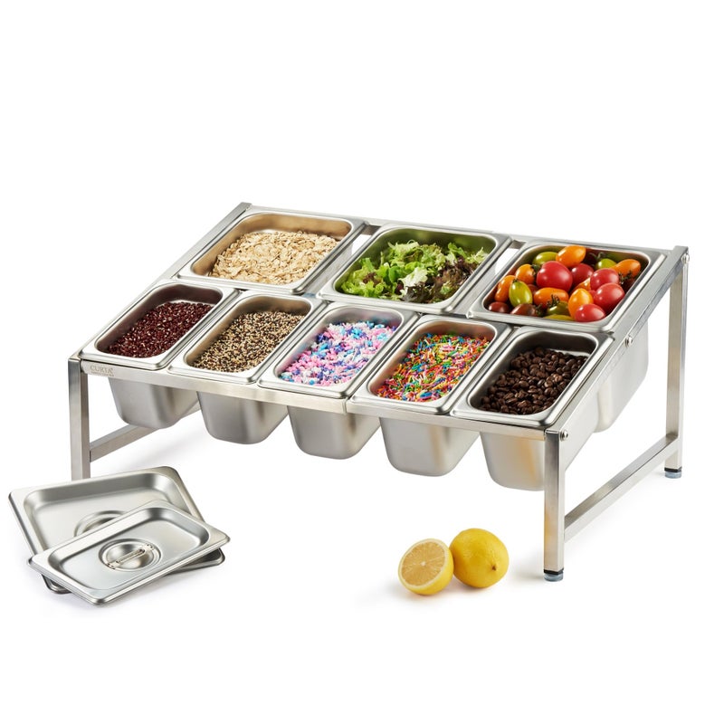 CURTA Expandable 188 Stainless Steel Spice Rack Set NSF Certified 2Tier Inclined Organizer Shelf with 3 16 Pan  5 19 Pan 138236 Adjustable
