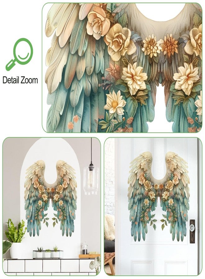 DRWSSR Angel Wings Wall Decals - Large Colorful Flower & Wings Decals, Removable DIY Vinyl Fashionable Wall Art Murals for Girls, Baby, Kids Bedroom, Living Room, Dining Room (Blue) - Image 3