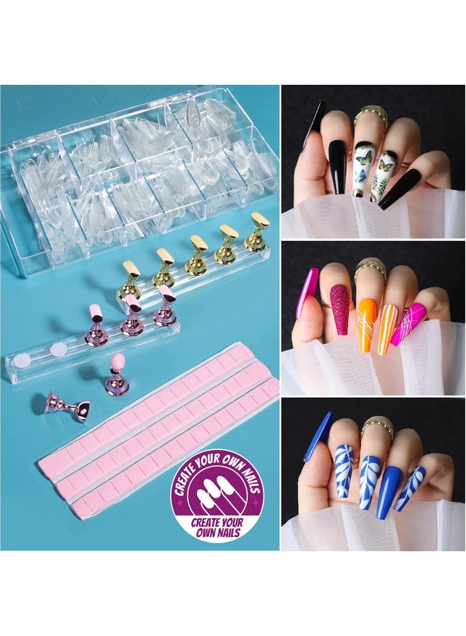 Teenitor Teenitor Acrylic Fake Nails Kit, Press On Nail Supplies with Clear Coffin Nail Tips Nail Stand Nail Art Brushes Dotting Pen Glitter Sequins Sticker Rhinestones Nail Decorations Press On Nails Kit  - Image 2