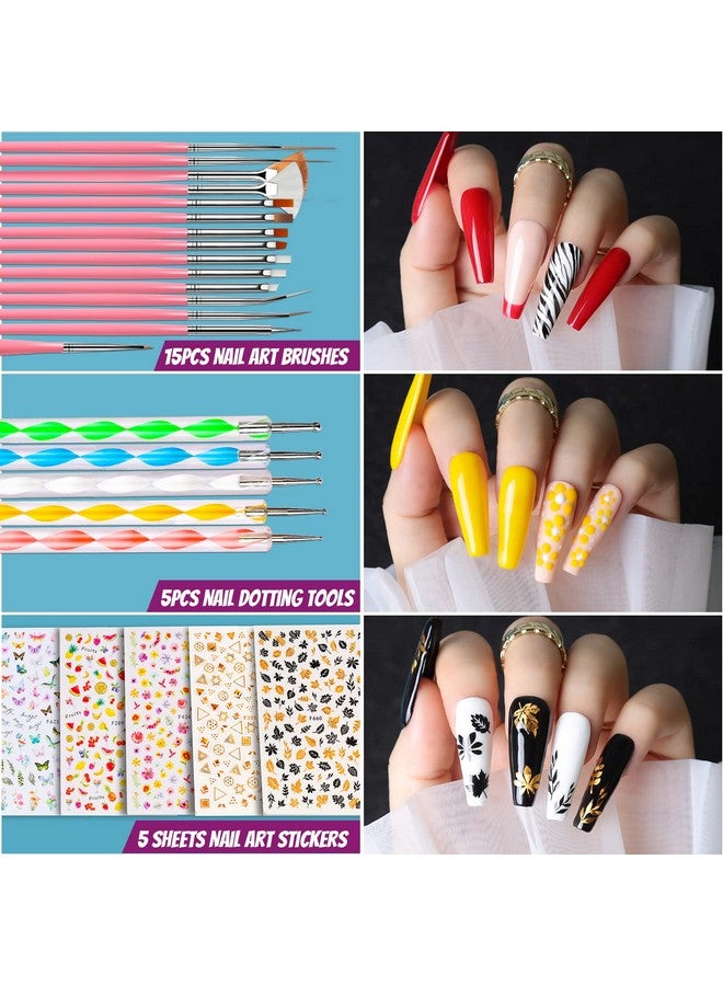 Teenitor Teenitor Acrylic Fake Nails Kit, Press On Nail Supplies with Clear Coffin Nail Tips Nail Stand Nail Art Brushes Dotting Pen Glitter Sequins Sticker Rhinestones Nail Decorations Press On Nails Kit  - Image 3
