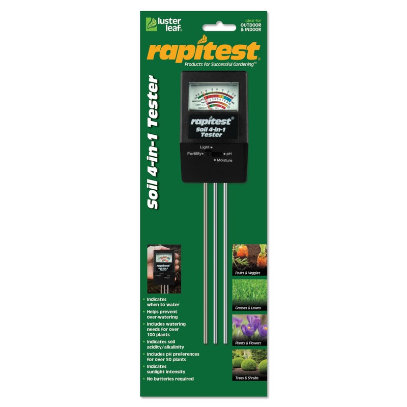 Luster Leaf 1818 Rapitest 4-in1 Soil pH/Moisture/Fertility/Light Tester, Fertility - Image 1